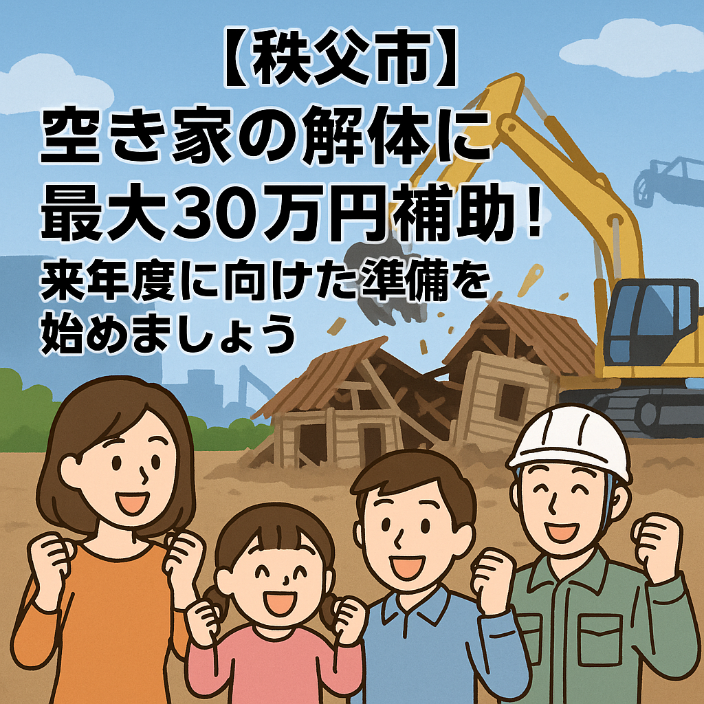 【秩父市】空き家の解体に最大30万円補助!来年度に向けた準備を始めましょう。